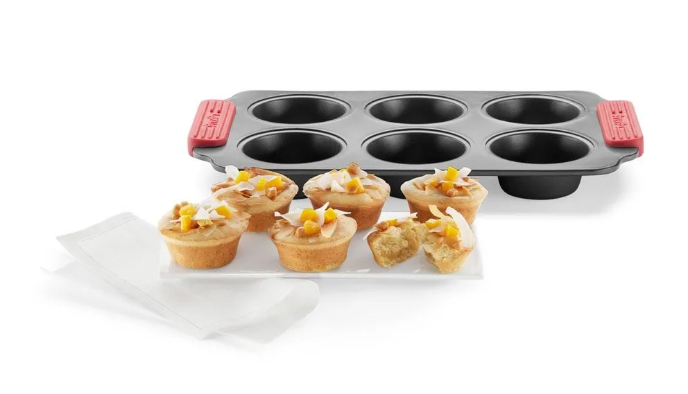Lékué non-stick muffin tray 6 pcs, Red Lékué