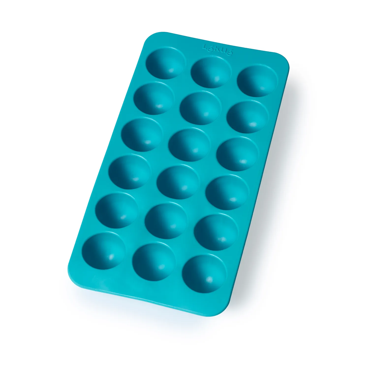 Lékué round ice cube mold silicone with lid, Turquoise Lékué