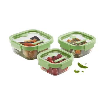 Lékué square food container glass 0.52 L - Green - Lékué