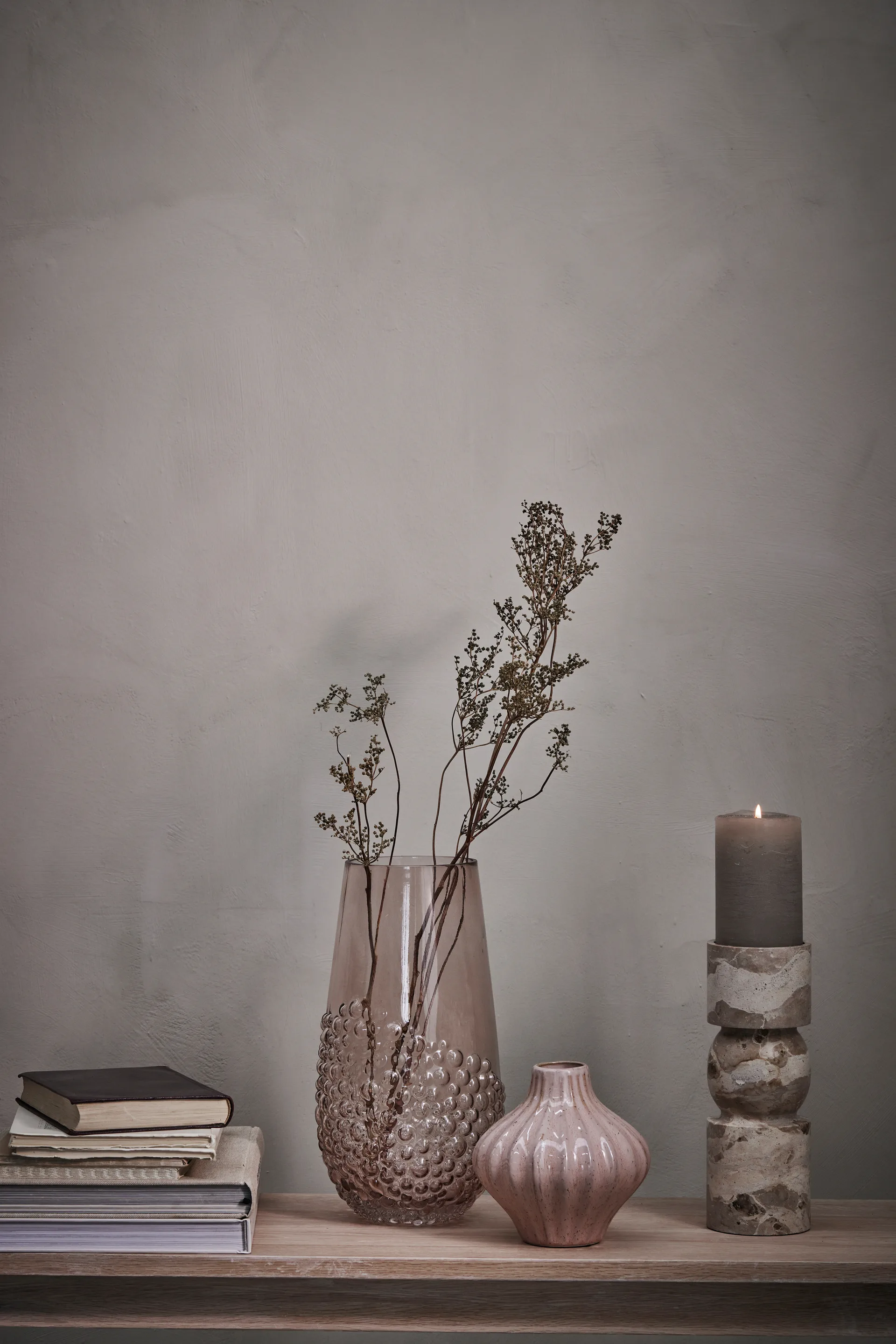 Ellia candle holder 30 cm, Linen Lene Bjerre