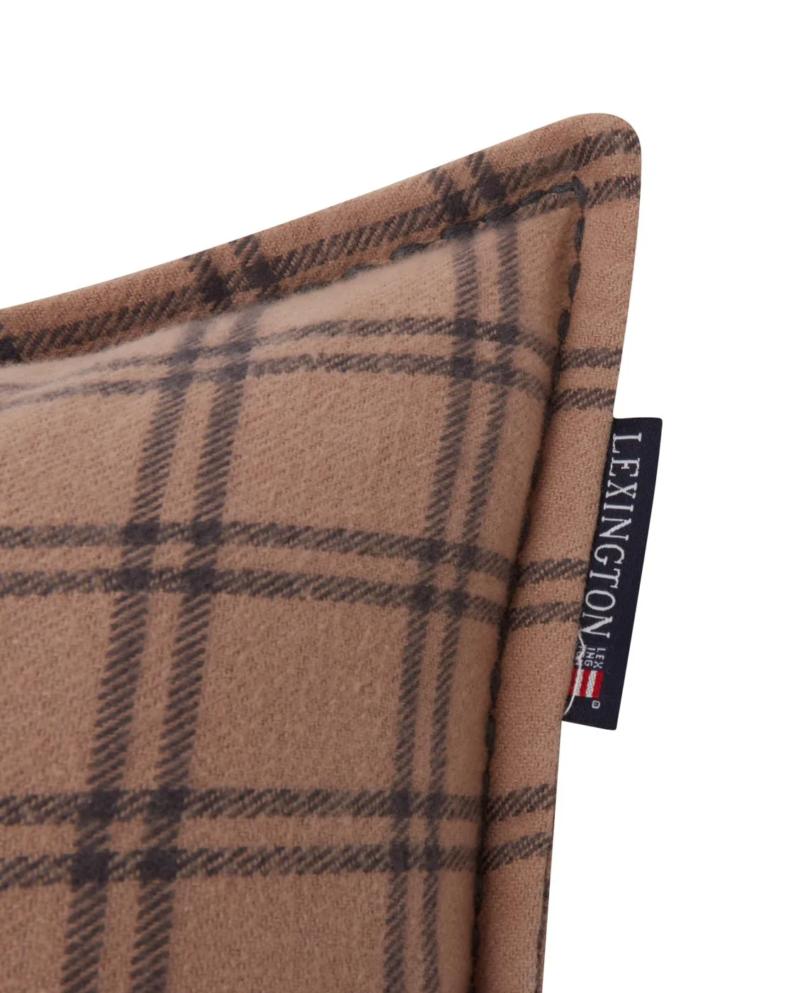 After Ski Checked Cotton Flannel cushion 30x50 cm, Beige-dark grey Lexington