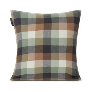 Checked Cotton Flannel Logo cushion cover 50x50 cm - Beige - Lexington