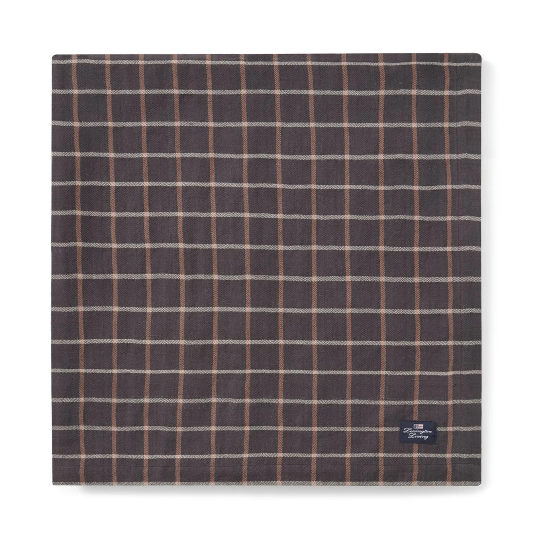 Checked Cotton Linen tablecloth 150x350 cm, Dark grey-beige Lexington
