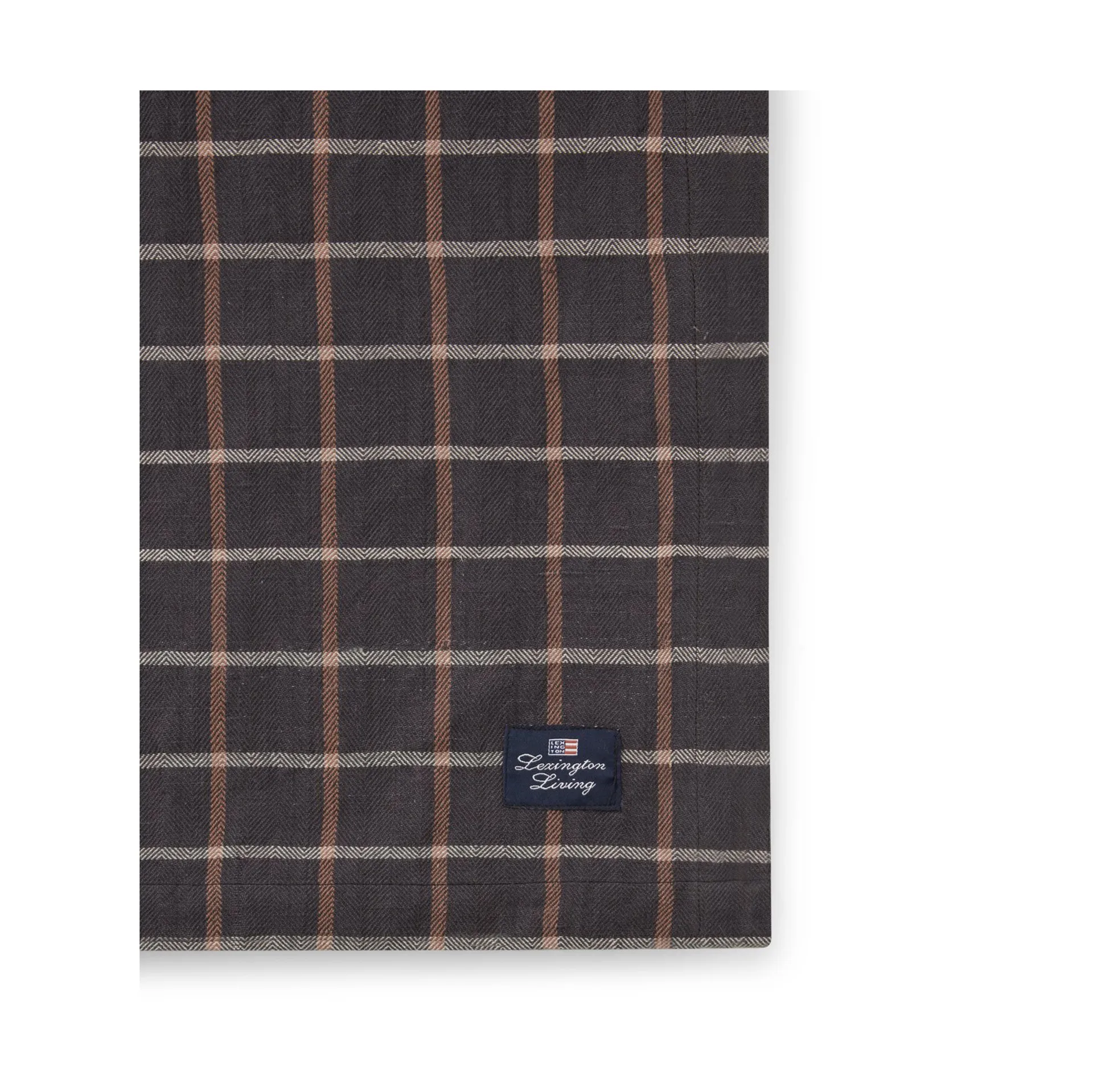 Checked Cotton Linen tablecloth 150x350 cm, Dark grey-beige Lexington