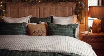 Checked cotton percale bedding set - Green-navy, 50x60 cm/150x210 cm - Lexington