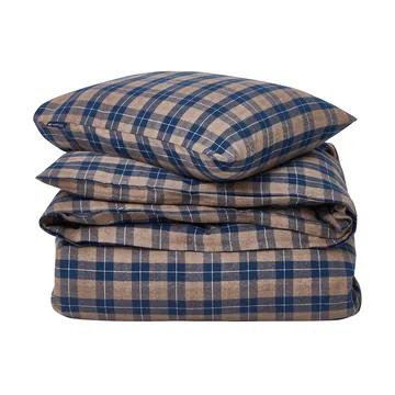 Checked Flannel bedding set 150x210 cm - Denim blue-beige - Lexington