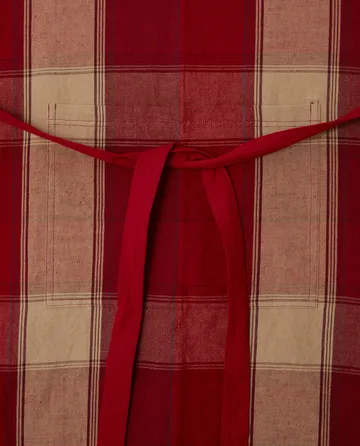 Checked linen-cotton apron 80x105 cm - Red-beige - Lexington