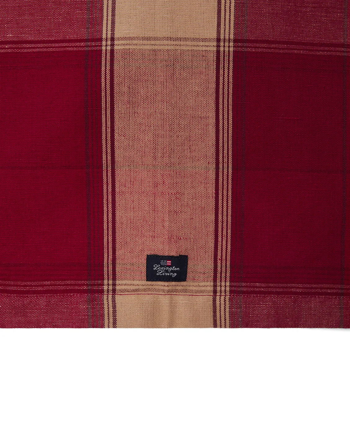 Checked linen-cotton table runner 50x250 cm, Red-beige Lexington