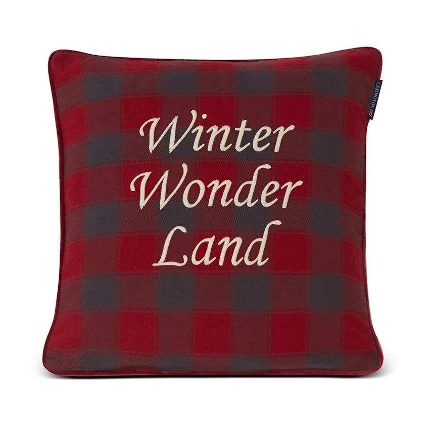 Checked Organic Cotton Canvas cushion cover 50x50 cm, Winter Wonder Land Lexington