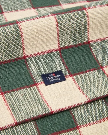 Checked organic cotton runner - Green-Light beige-red, 50x150 cm - Lexington