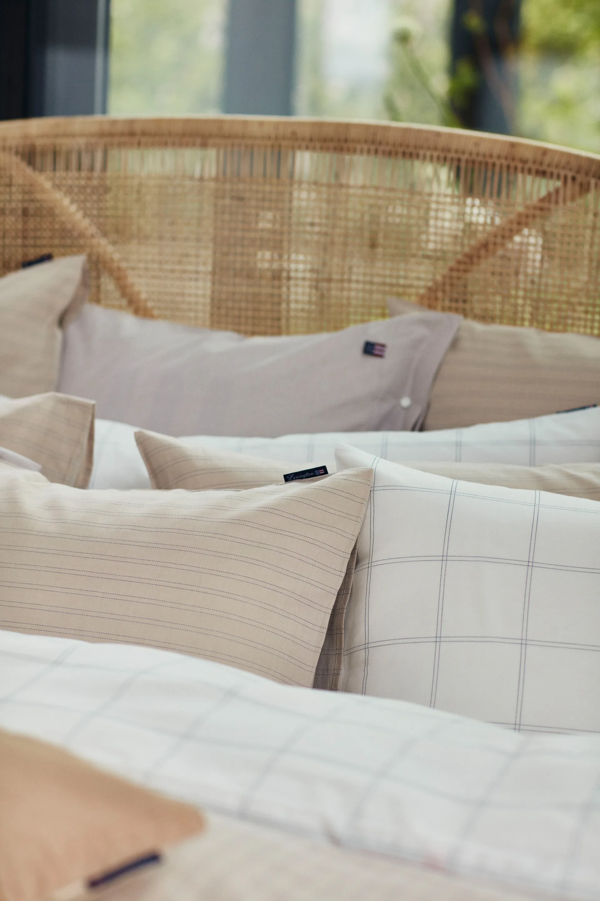 Checked pillowcase bomwool-lyocell 50x60 cm, Off white-dark blue Lexington