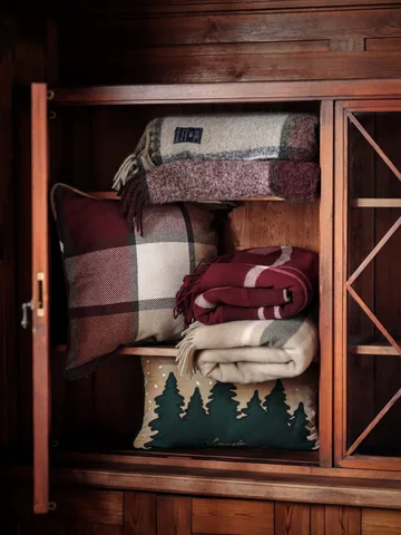 Checked Recycled Throw 130x170 cm - Red-white - Lexington