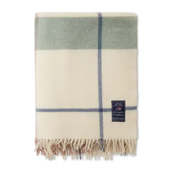 Checked Recycled wool throw 130x170 cm - Offwhite-green-pink - Lexington