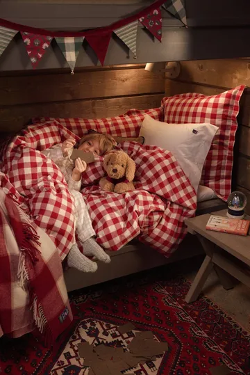 Checked Recycled Wool throw 130x170 cm - Red-Light beige-beige - Lexington