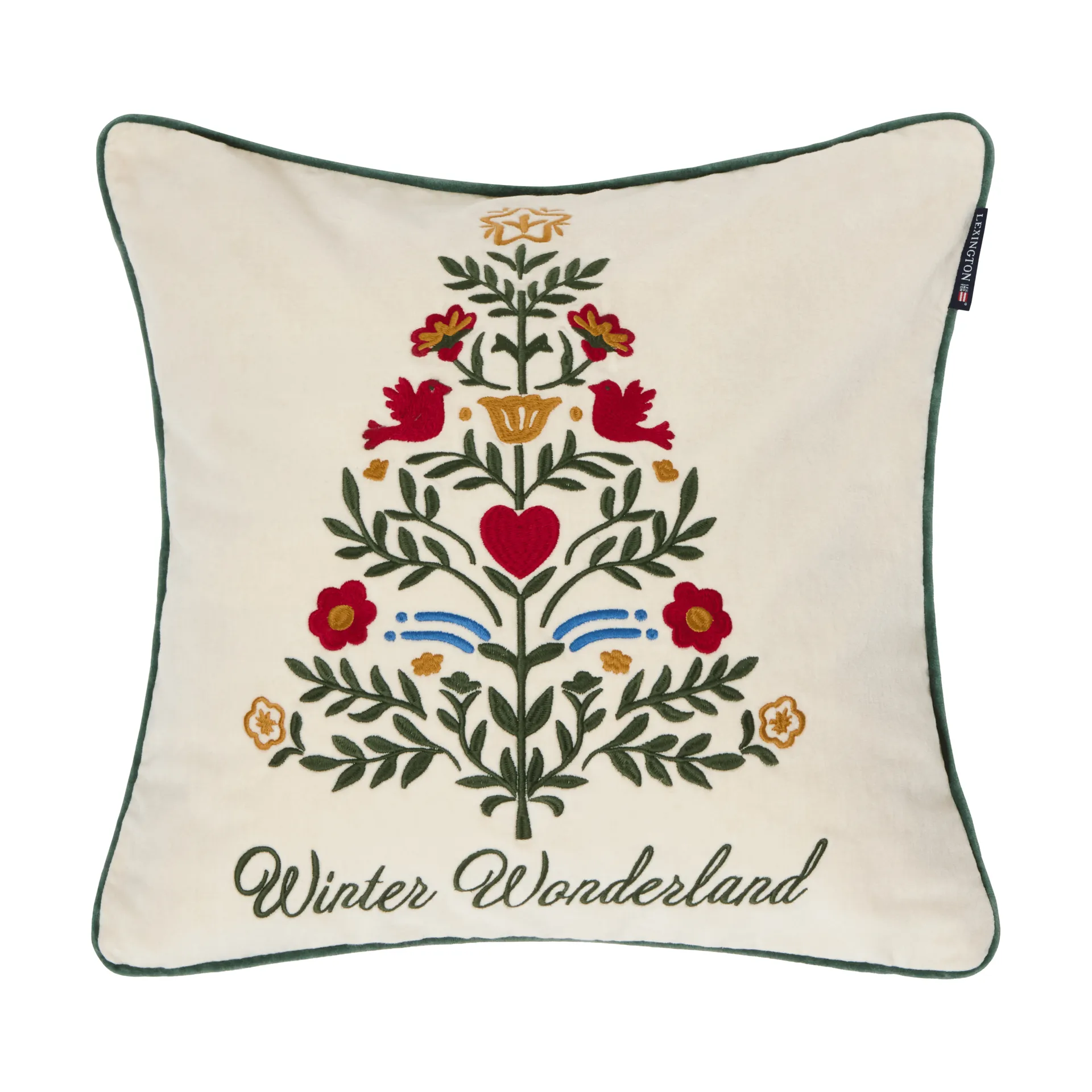 Christmas Tree velvet cushion cover, Light beige-multi, 50x50 cm Lexington
