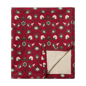 Flower printed organic cotton tablecloth - Red-beige-green, 150x350 cm - Lexington