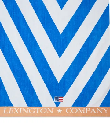 Graphic Cotton Velour beach towel 100x180 cm - Blue-white-beige - Lexington