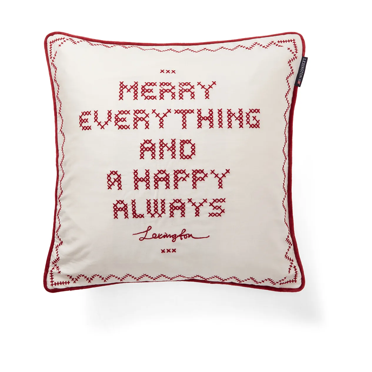 Happy always cushion cover 50x50 cm, White-Red Lexington