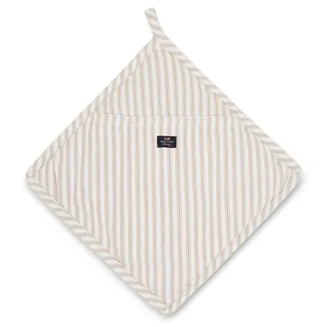 Icons Herringbone Striped pot holder - beige-white - Lexington