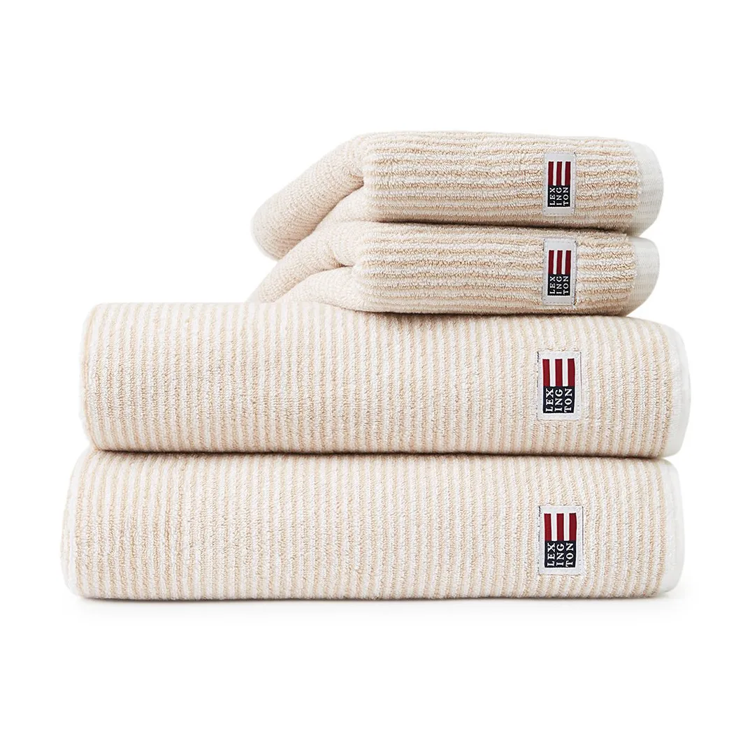 Icons Original Striped towel 30x50 cm, white-tan Lexington