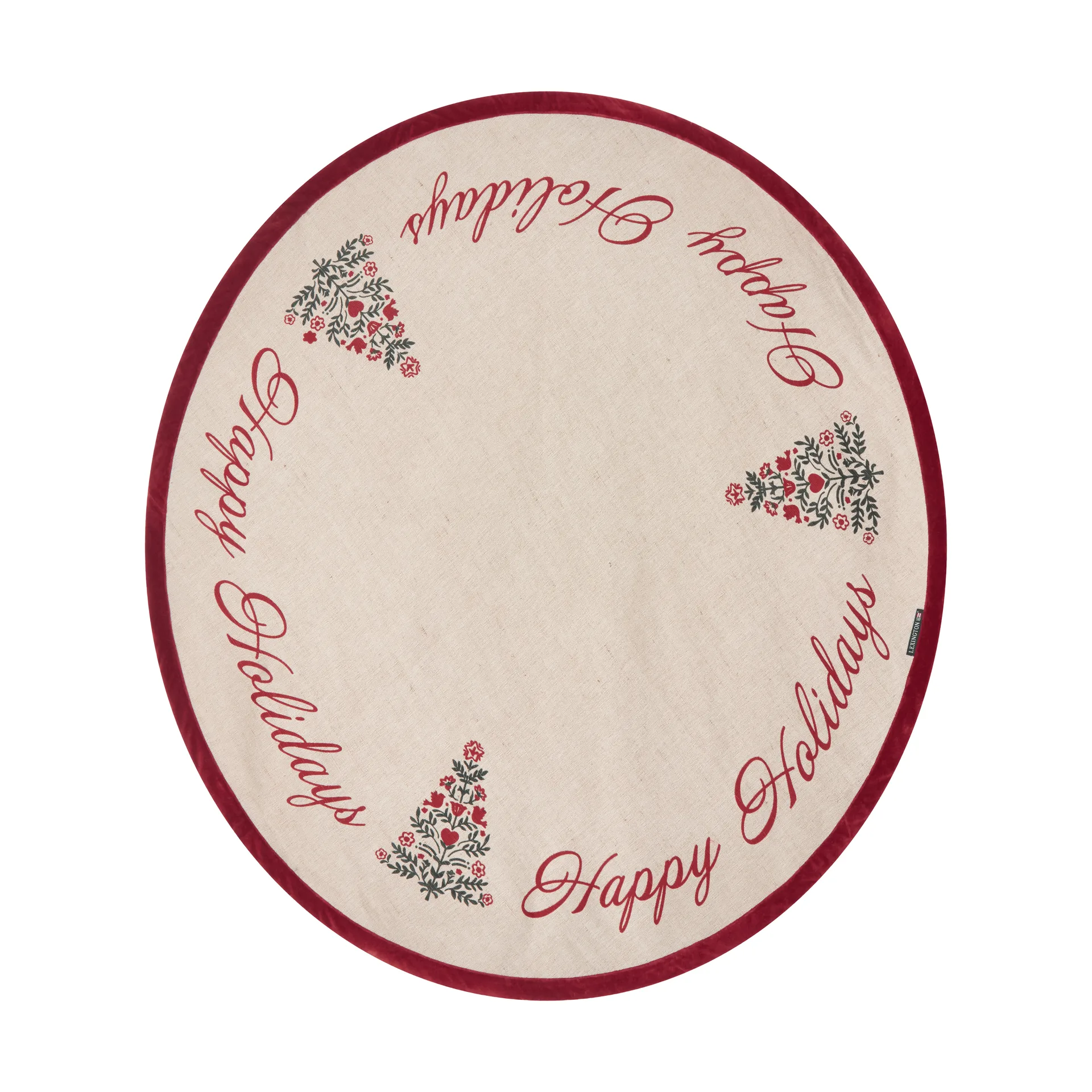 Jute Cotton Christmas Tree mat Ø110 cm, Natural-red Lexington