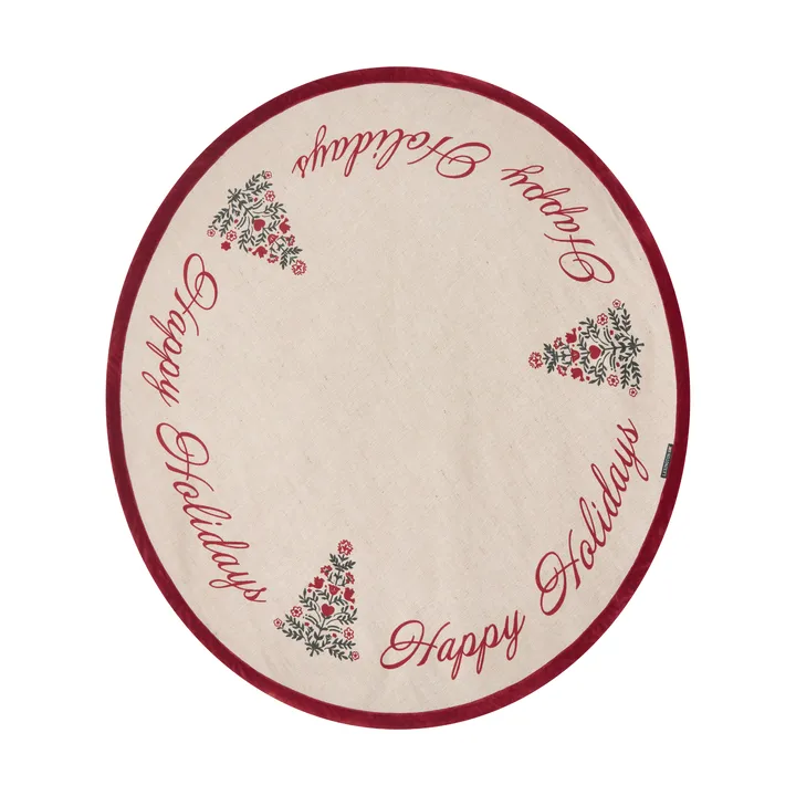 Jute Cotton Christmas Tree mat Ø110 cm - Natural-red - Lexington