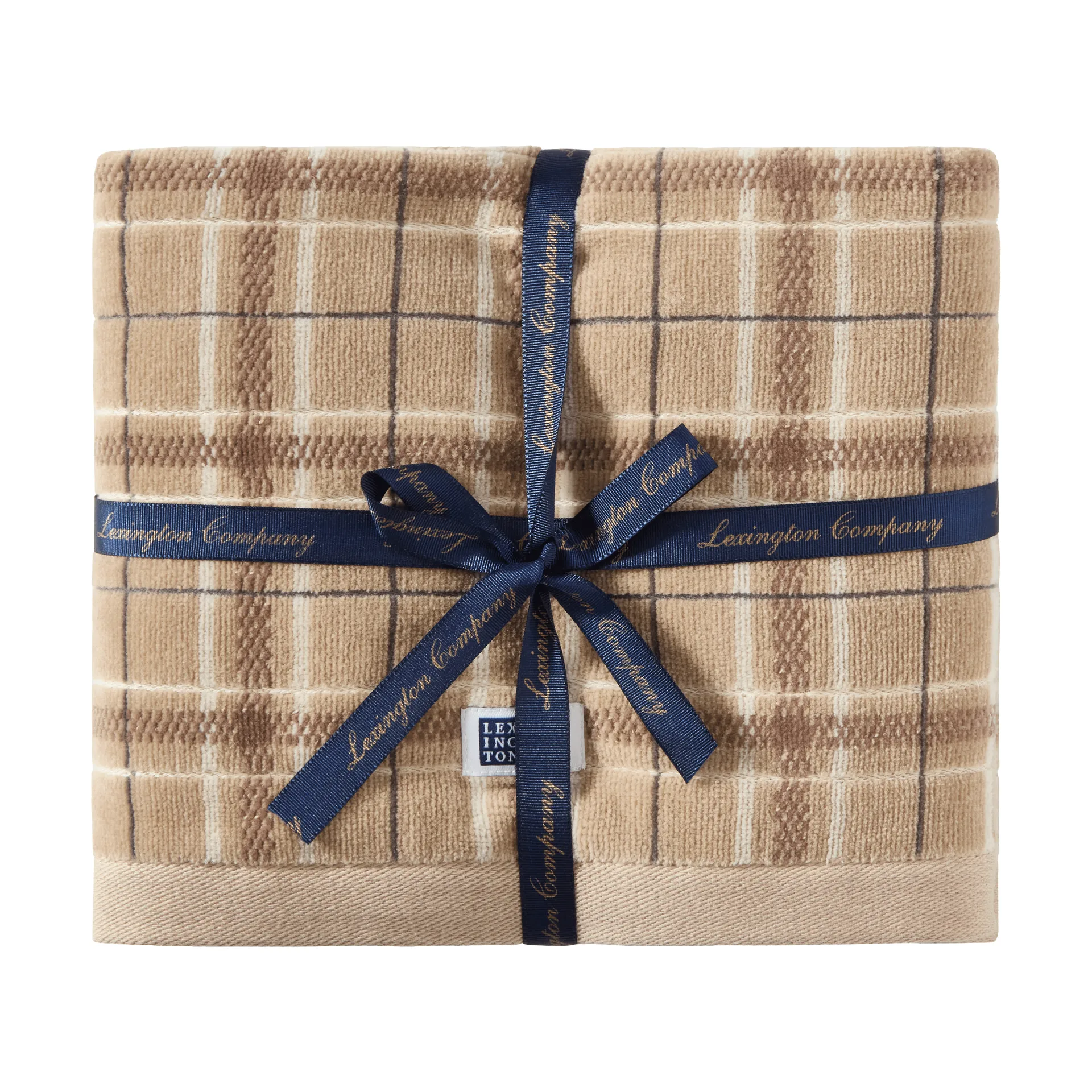 Lexington checked towel 2-pack, Beige-grey Lexington