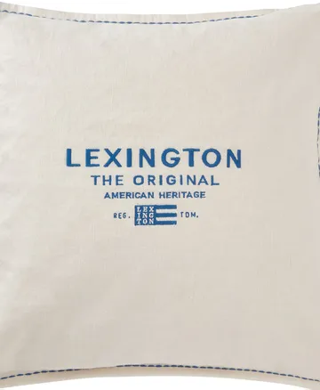 Logo Embroidered Linen/Cotton cushion cover 50x50 cm - White - Lexington