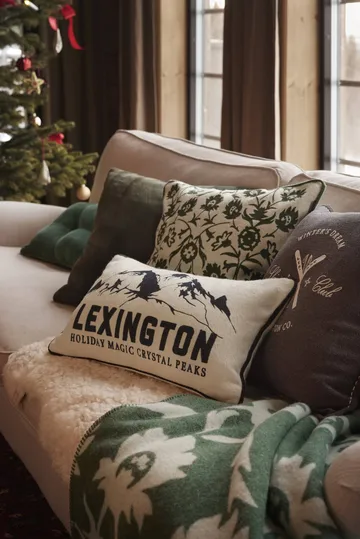 Mountains Logo wool-blend decorative cushion - White-navy, 50x30 cm - Lexington