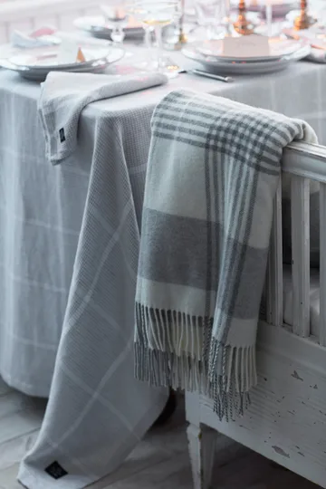 Pepita Check Cotton Linen tablecloth 180x180 cm - White-light grey - Lexington