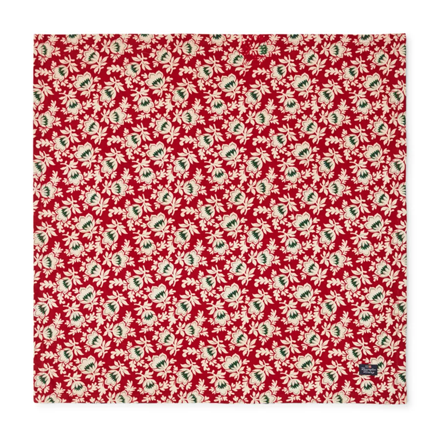 Printed Organic Cotton Twill napkin 50x50 cm, Red-beige-green Lexington