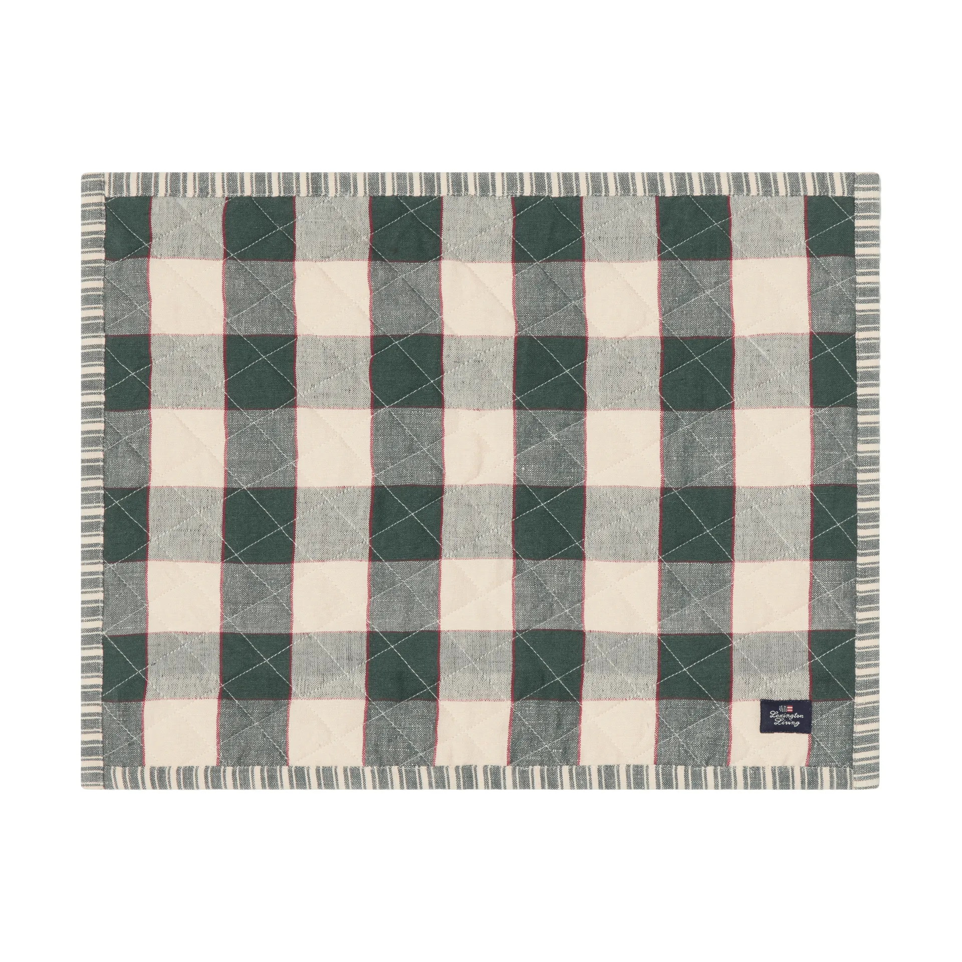 Quilted double-sided placemat, Green-Light beige-red, 35x45 cm Lexington