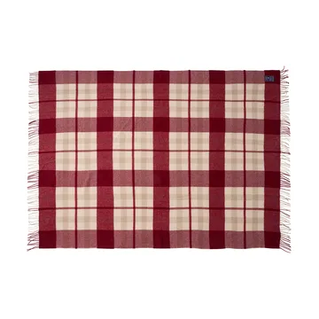 Red-beige Checked recycled wool throw 130x170 cm - Red-beige - Lexington