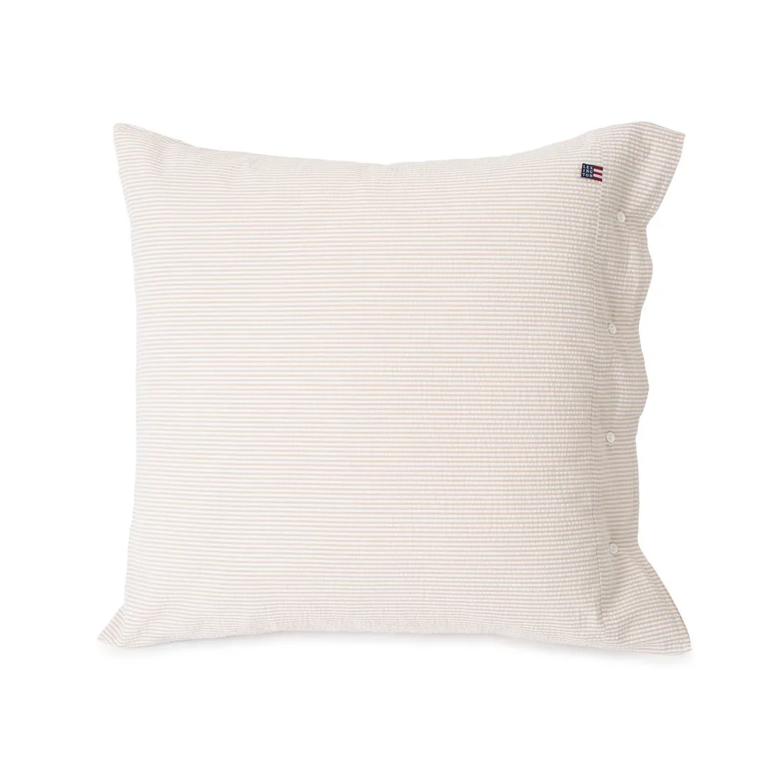Striped Cotton Seersucker pillowcase 65x65 cm, beige-white Lexington