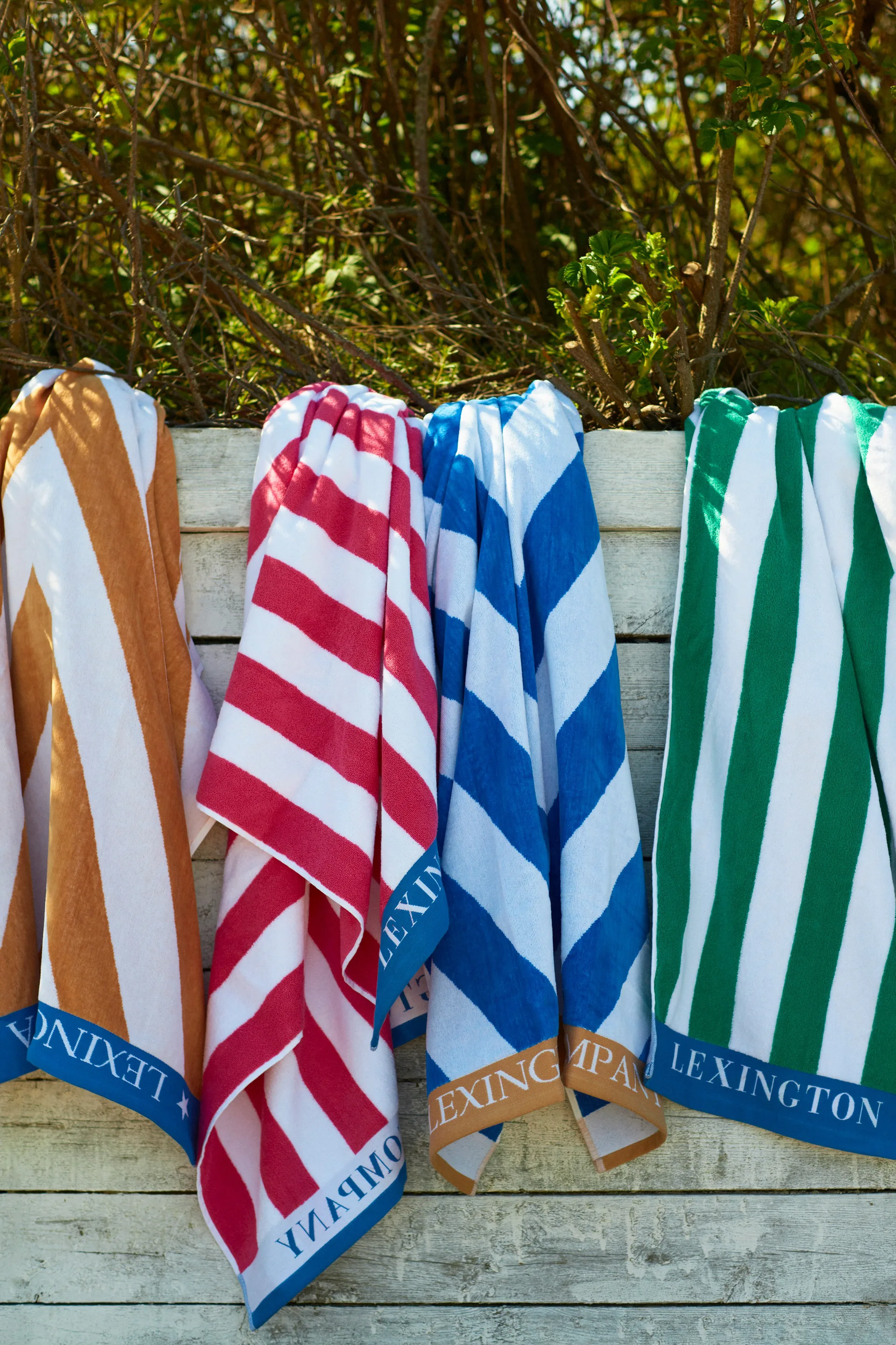 Striped Cotton Terry beach towel 100x180 cm, Blue-white-green Lexington