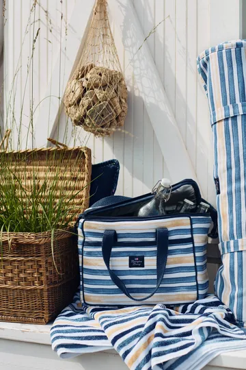 Striped Cotton Velour bath towel 100x180 cm - Blue-white-oat - Lexington