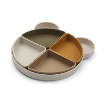 Arne children's plate + 4 bowls - Mr bear sandy multi mix - Liewood