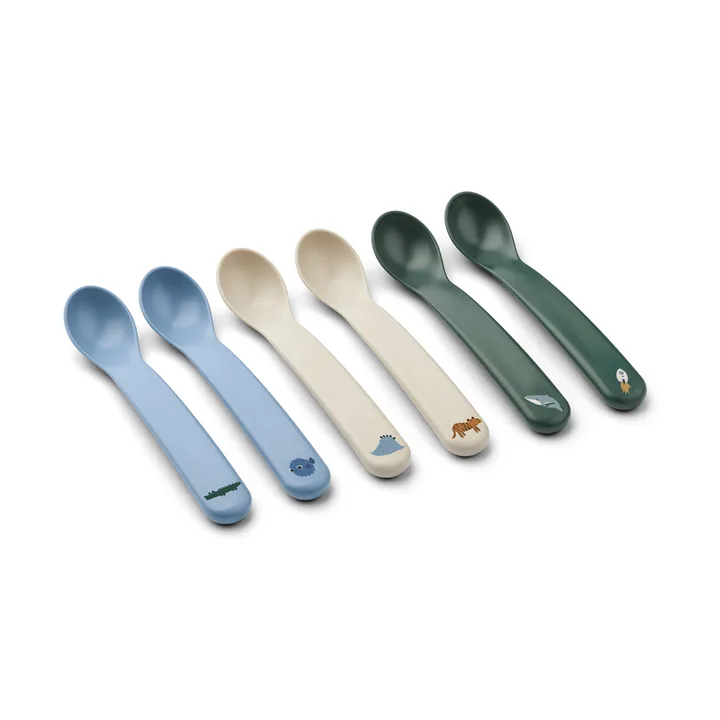 Auste spoon 6-pack - Beach Blue Mix - Liewood