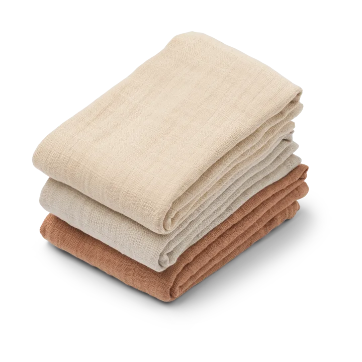 Lewis muslin blanket 3 pieces 65x65 cm - Tuscany rose mix - Liewood