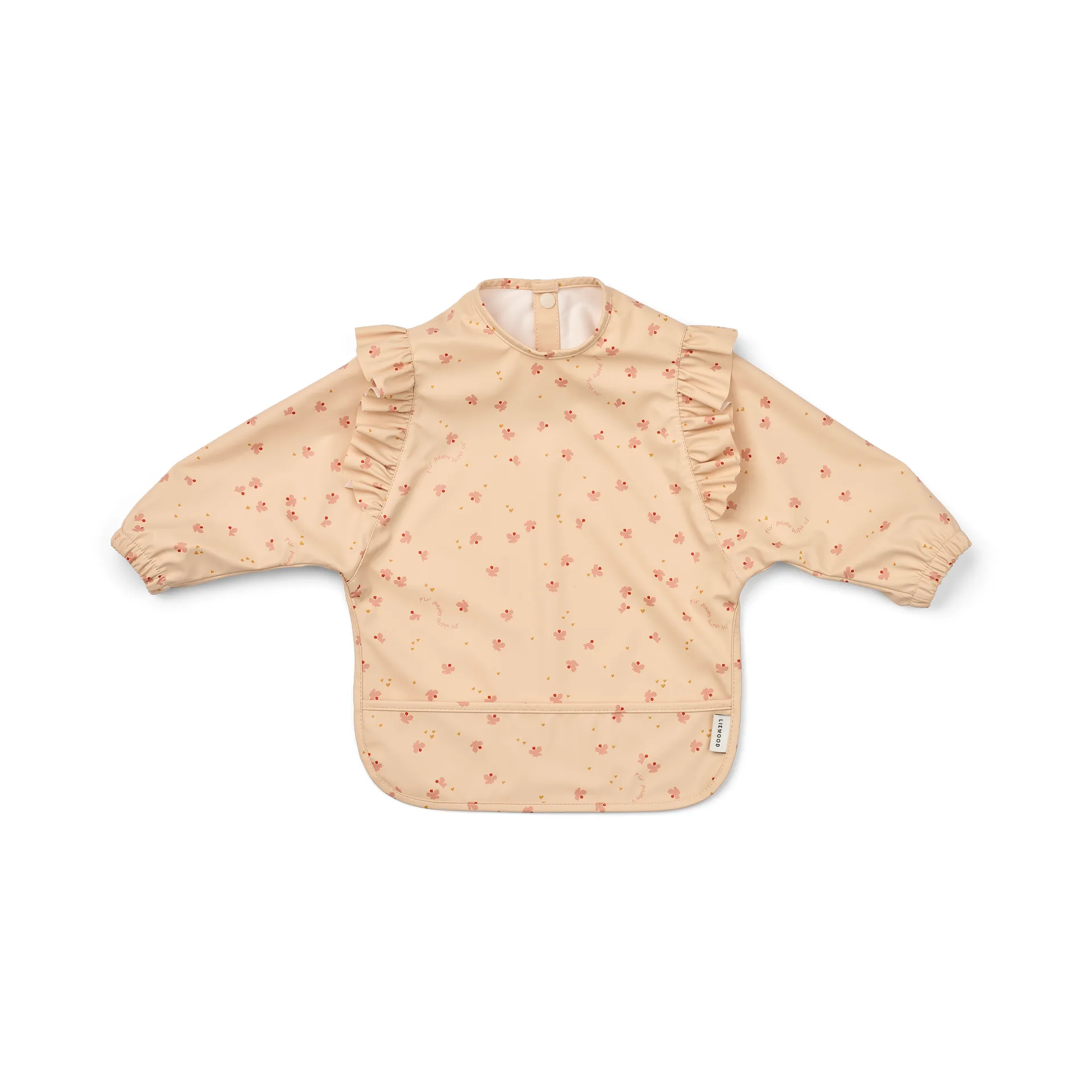 Merle ruffle bib with sleeves, Mini Butterfly-apple blossom Liewood