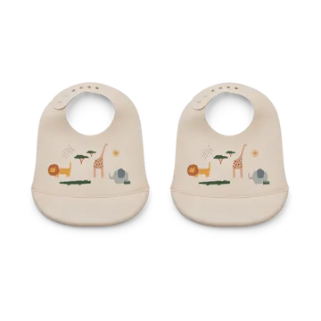 Tilda bib silicone 2-pack - Safari sandy mix - Liewood