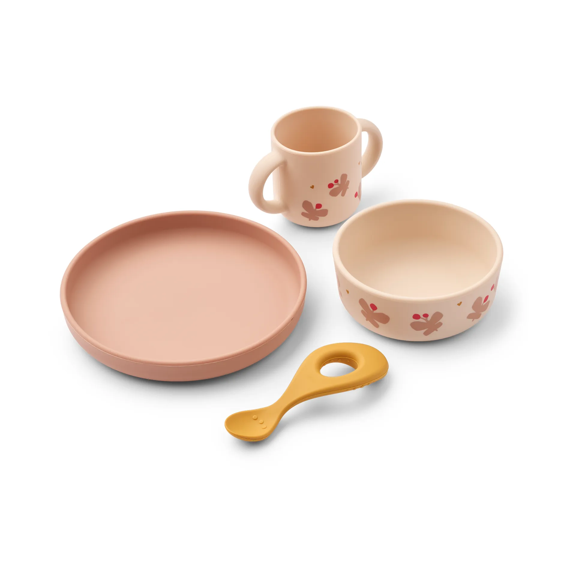 Vivi printed dinnerware set 4 pieces, Butterfly-apple blossom Liewood