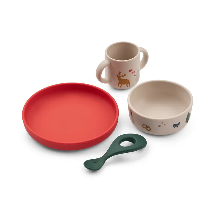 Vivi printed dinnerware set 4 pieces - Holiday-Sandy - Liewood