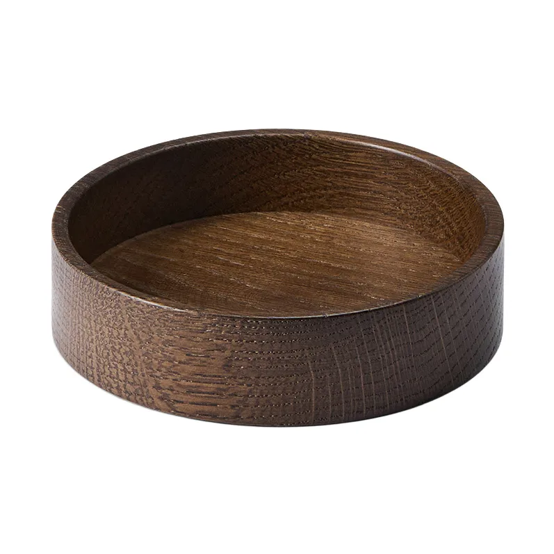 Wood Box storage for coasters, Smoked oak, circle, S LIND DNA