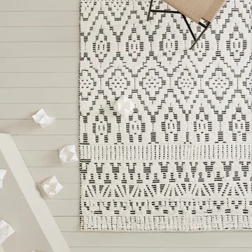 Zelbio wool carpet 140x200 cm - White-black - Linie Design