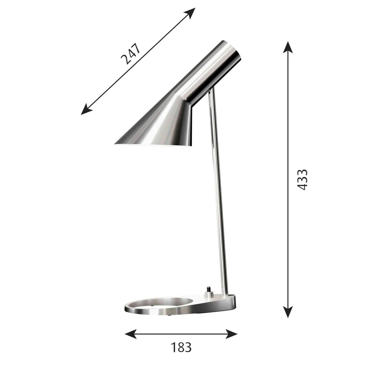 AJ MINI table lamp, Stainless steel polished Louis Poulsen