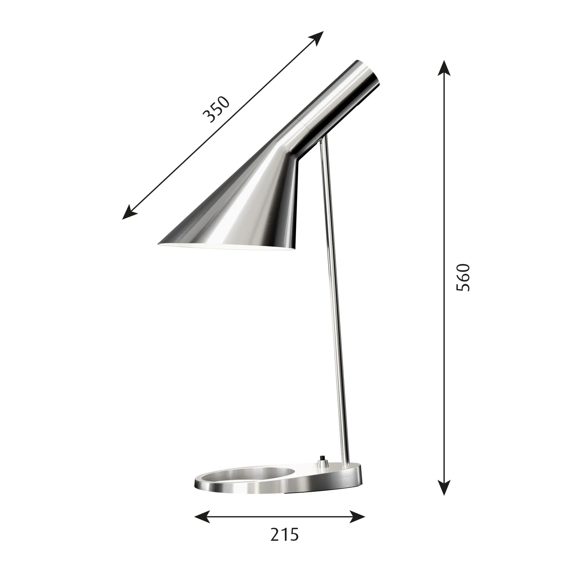 AJ table lamp, Polished stainless steel Louis Poulsen