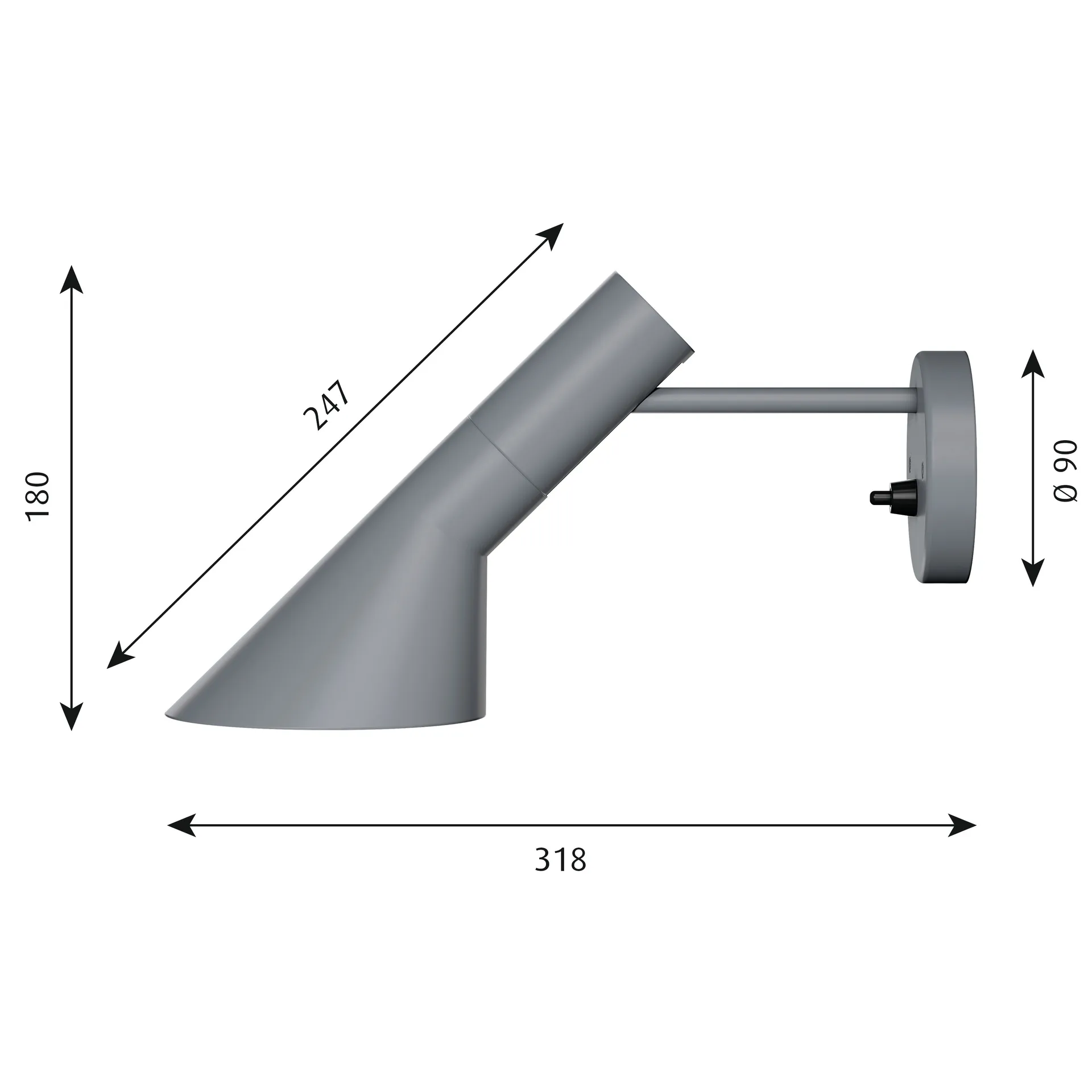 AJ wall lamp, Dark grey Louis Poulsen