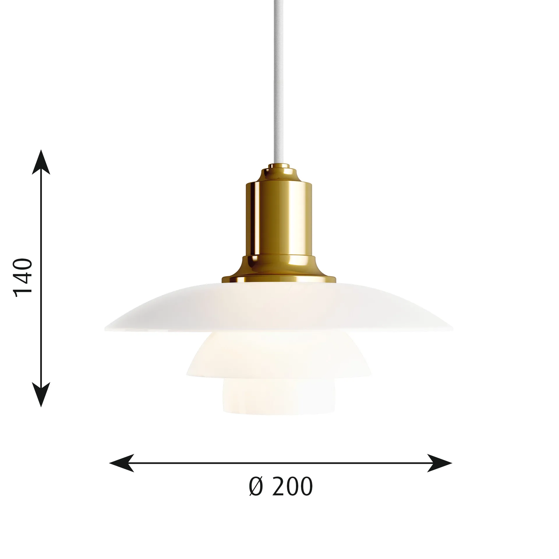 PH 2/1 pendant lamp, Brass metalized Louis Poulsen