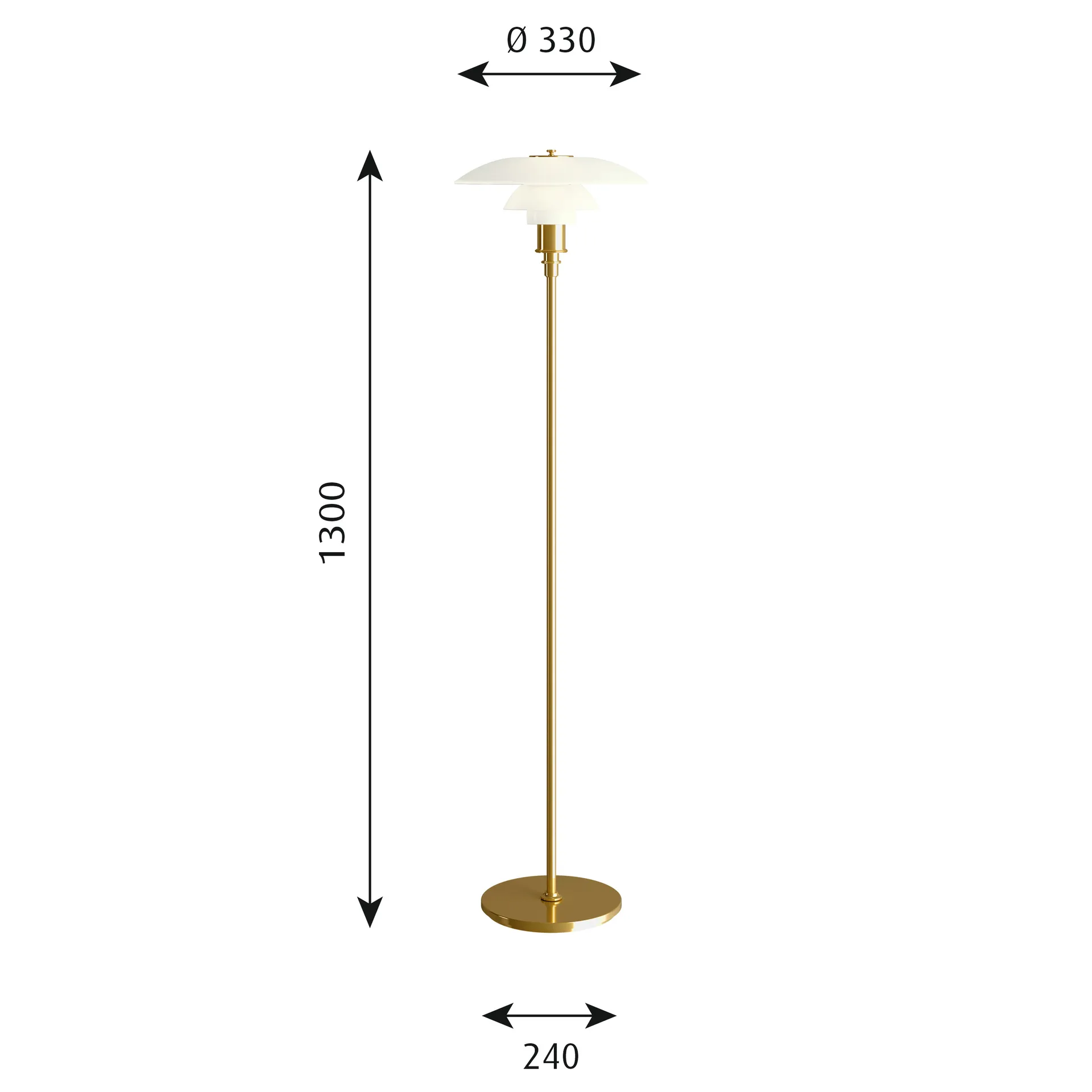 PH 3½-2½ floor lamp, Brass Louis Poulsen